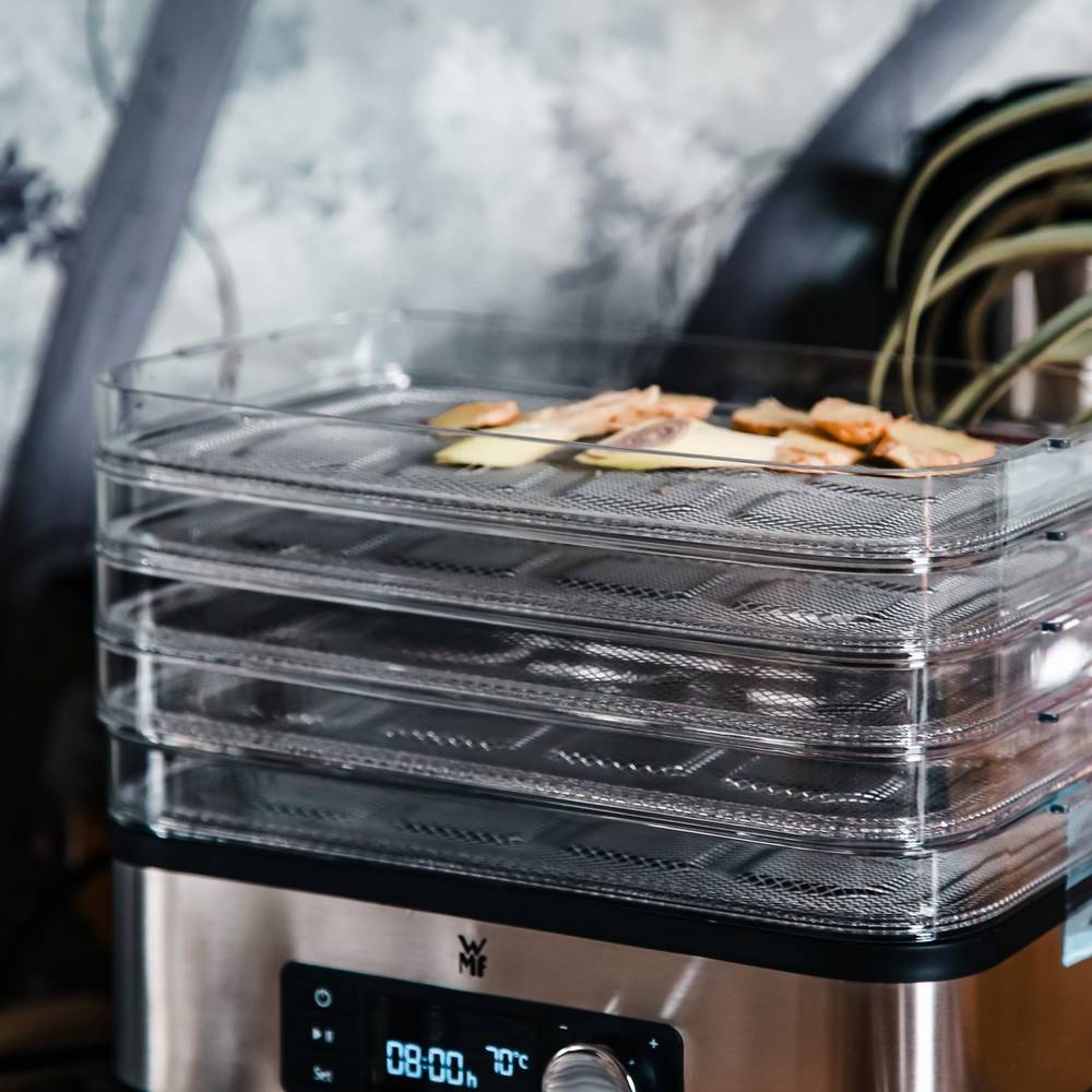 Ingredienti per 2 persone: <br> 150 g di noodle (questi sono freschi e di grano duro)<br> 3 + 1 cucchiai di olio di semi (di mais o girasole)<br> lemongrass essiccato con l’essiccatore KITCHENMINIS e tagliato a rondelle (ca. 2 cucchiai)<br> radice di zenzero essiccato e tagliato a strisce (ca. 1 cucchiaio)