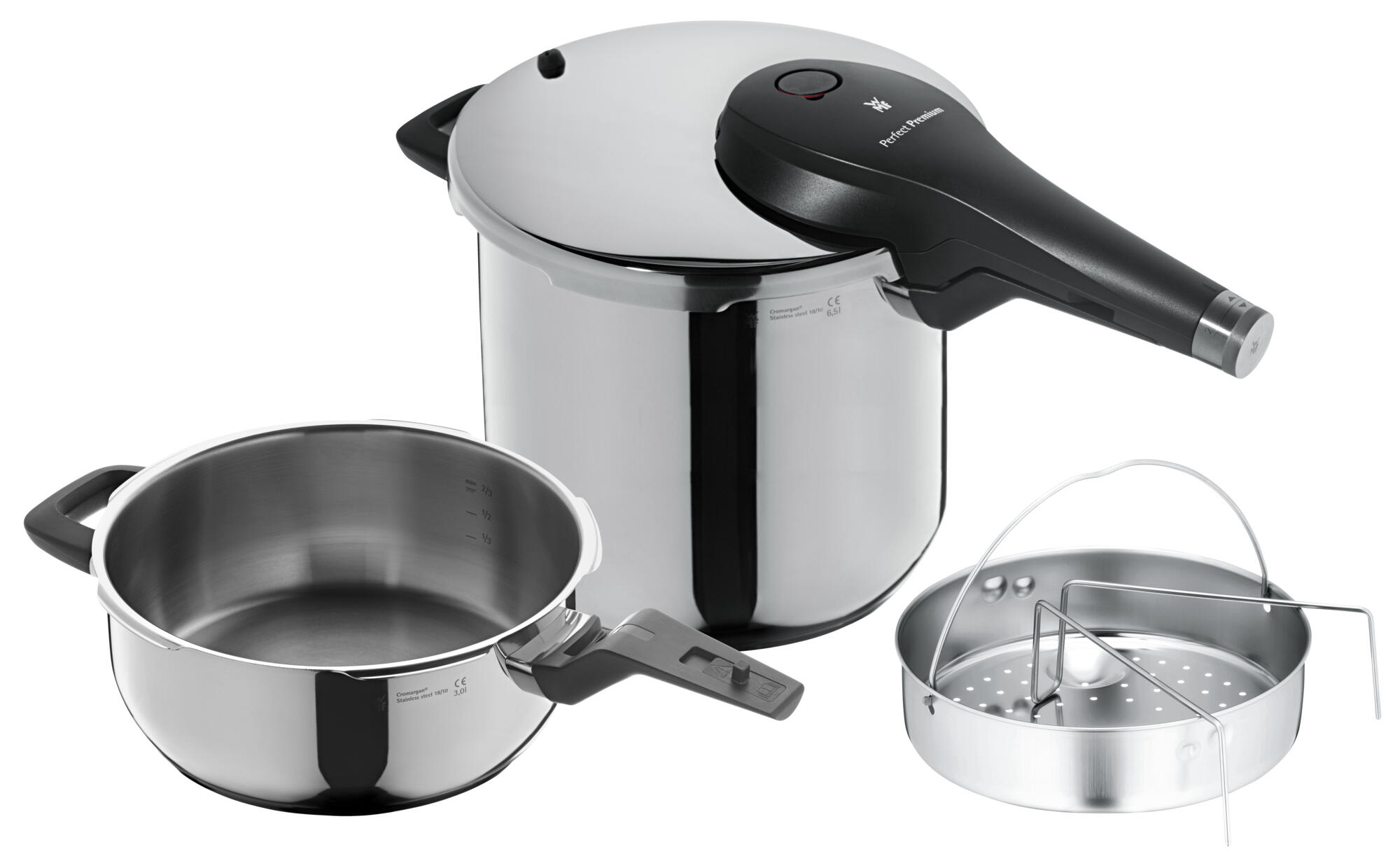 Pentola a pressione 6,5L + 3,0L, Perfect Premium