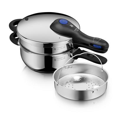 Perfect Plus  One Pot pentola a pressione, Set impilabile 6.5 L e 3 L con cestello vapore